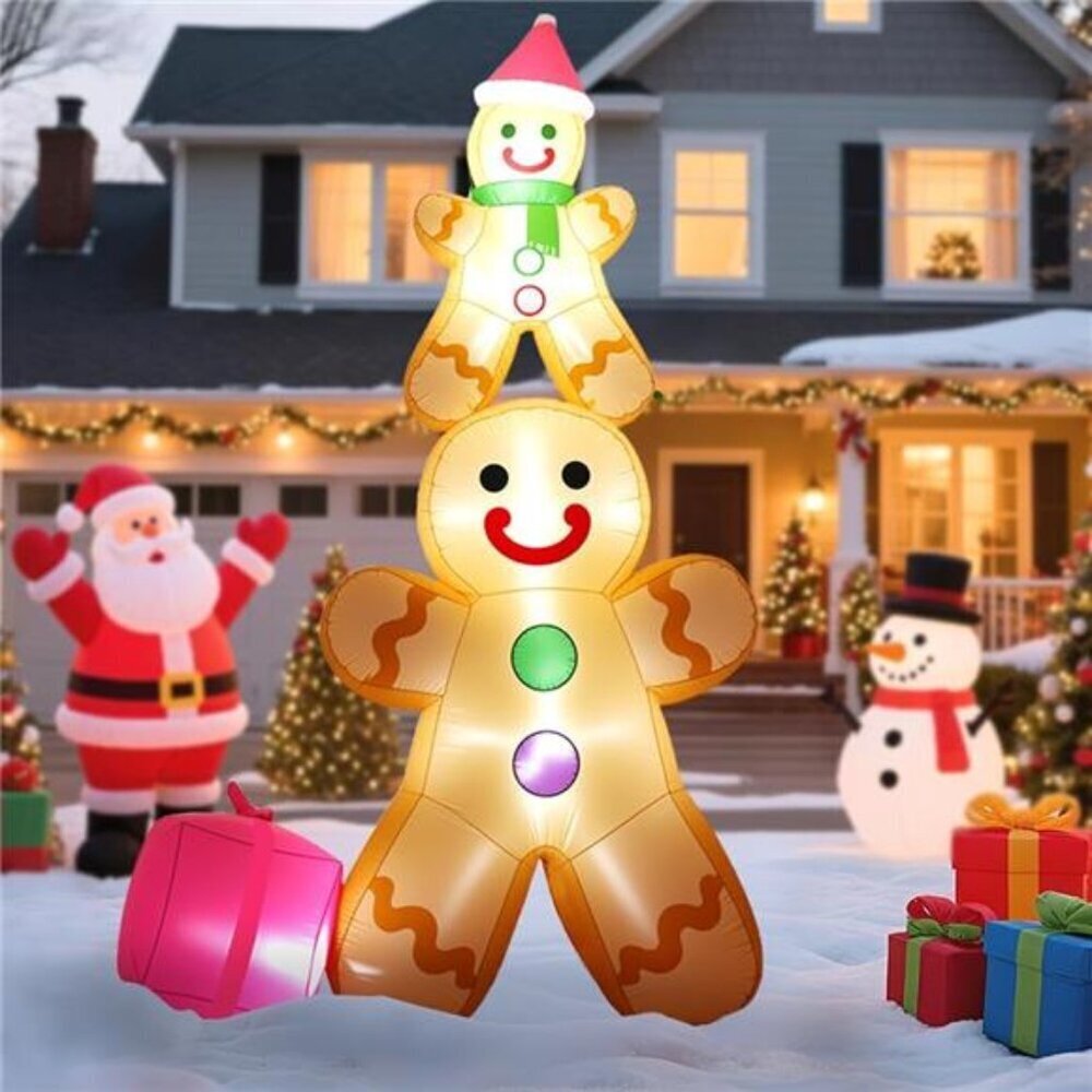 10ft Gingerbread Father Son LED Inflatable Christmas Yard Decor